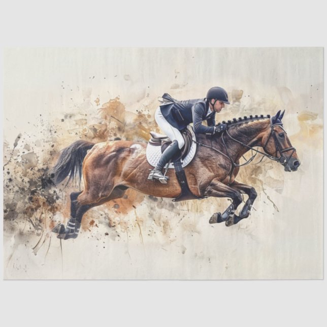 Decoupage Equestrian Horse Jumping  Tissue Paper (Front)