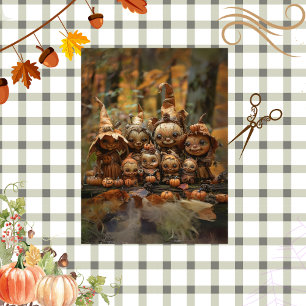 Decoupage Fall Figurines in Pumpkin Forest Tissue Paper