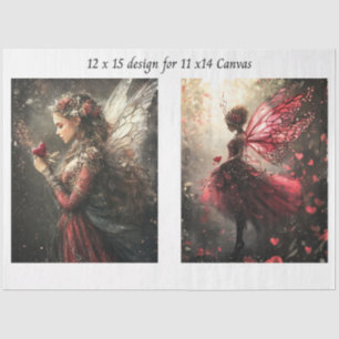 Decoupage Fantasy Fairies Red for 11x14 Canvas  Tissue Paper