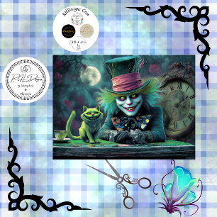 Decoupage Fantasy Tea Party Alice Wonderland Cat Tissue Paper
