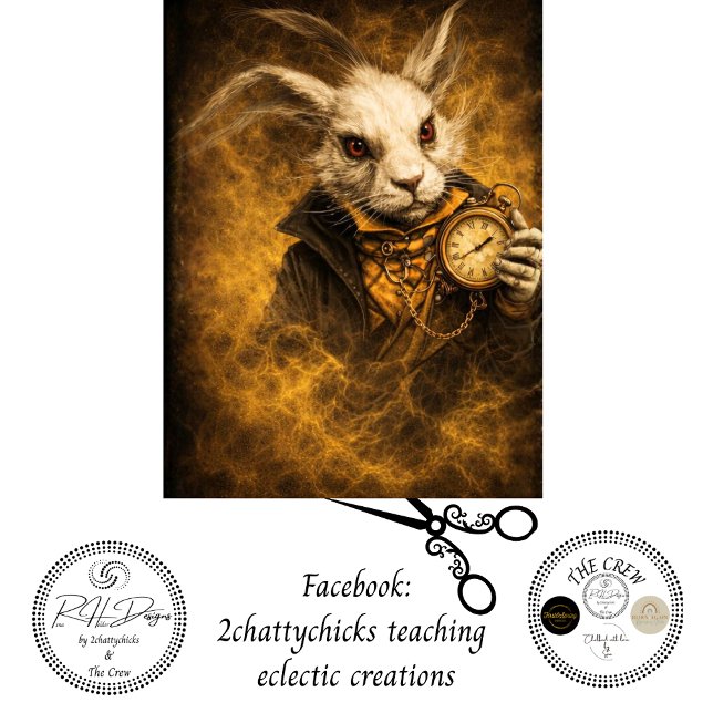 Decoupage Fantasy White Rabbit Timekeeper Art Tissue Paper (Creator Uploaded)