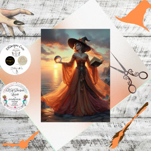 Decoupage Fantasy Witch Fiery Gown & Orb Tissue Paper