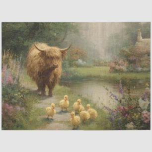 Decoupage Farm Scene Highland & Ducklings Pond Tissue Paper