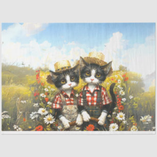 Decoupage Farming Cats Harvest and Tiller Tissue Paper