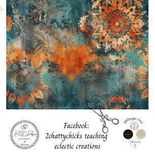 Decoupage Faux Mixed Media Patina Burnt Orange  Tissue Paper