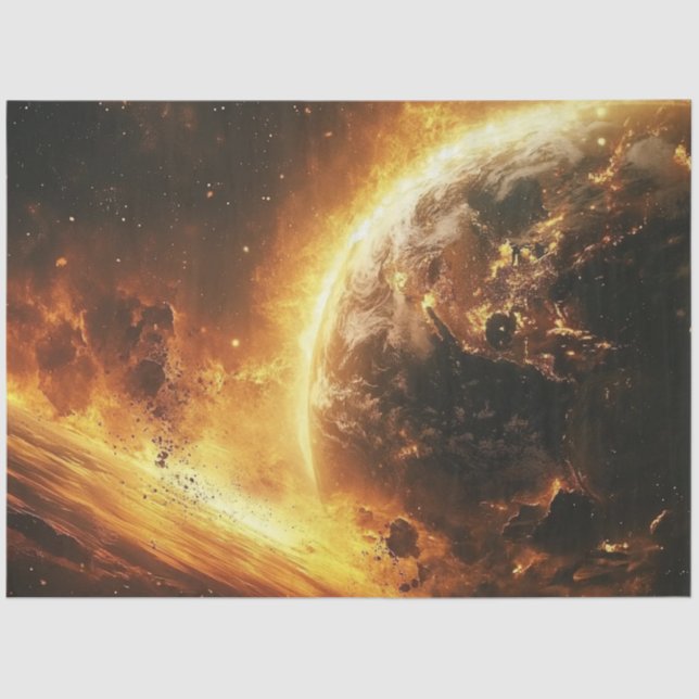 Decoupage Fiery Flames Chaotic Earth  Tissue Paper (Front)