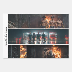 Decoupage Firefighter Tribute Handsaws Wrapping Paper Sheet