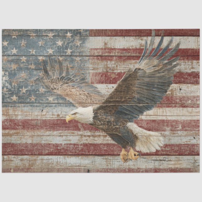 Decoupage Flag Distress Background Eagle in Flight Tissue Paper (Front)