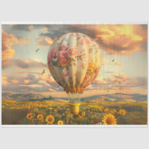 Decoupage Floral Sunflower Hot Air Balloon Ride  Tissue Paper