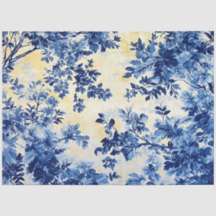 Decoupage French Country Wallpaper Blue White Tissue Paper