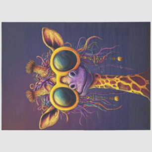 Decoupage Funky Giraffe Yellow Sunglasses A Diva  Tissue Paper