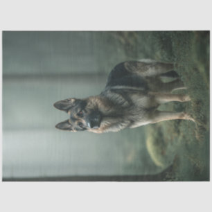 Decoupage German Shepard in Misty Forest Tissue Paper