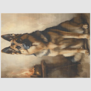 Decoupage German Shepard Posing Portrait  Tissue Paper
