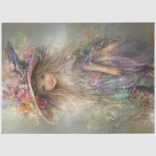 Decoupage Girl Dressed Easter Sunday Pastel Colour Tissue Paper