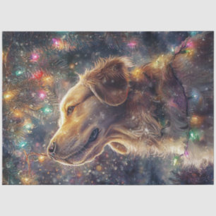 Decoupage Golden Retriever Christmas Lights  Tissue Paper