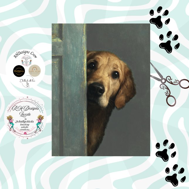 Decoupage Golden Retriever Peeking Peanut Butter Tissue Paper (Creator Uploaded)