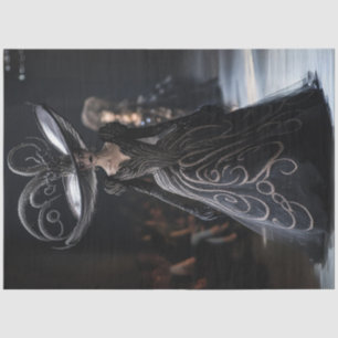 Decoupage Gothic High Fashion Model Black Gown Tissue Paper