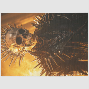 Decoupage Gothic Metallic Skull Spikes Figure  Tissue Paper