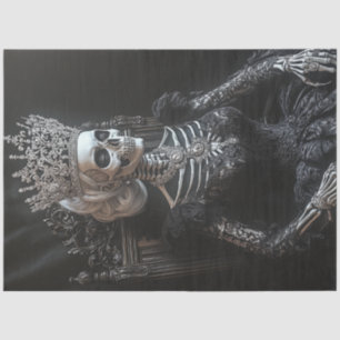 Decoupage Gothic Skeleton Queen Black Chair Tissue Paper