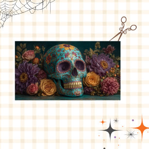 Decoupage Gothic Vibrant Coloured Skull & Florals  Tissue Paper