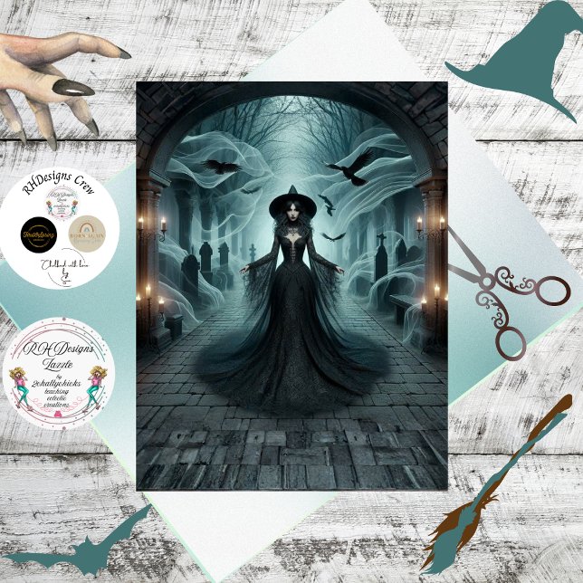 Decoupage Gothic Witch Graveyard Fantasy  Tissue Paper (Creator Uploaded)
