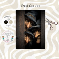 Decoupage Gothic Witches Peeking Art 