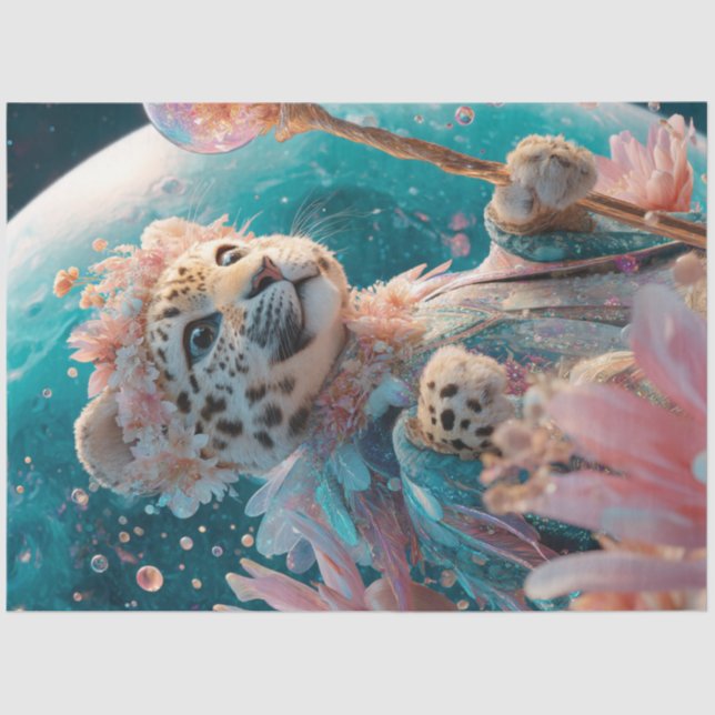 Decoupage Graceful Leopard Romantic Decor Tissue Paper (Front)