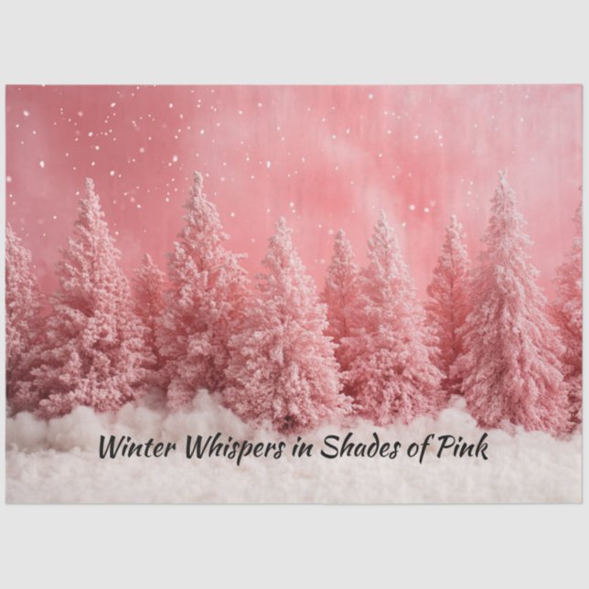 Decoupage Gradient Pink Hues Christmas Trees Snow Tissue Paper (Front)