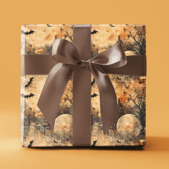 Decoupage Halloween Autumn Bat Moon Wrapping Paper (Creator Uploaded)