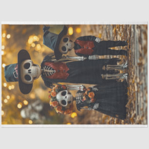 Decoupage Halloween Family Skeleton Photo Tissue Paper