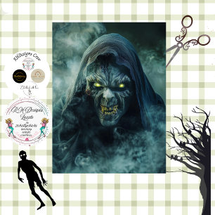 Decoupage Halloween Monster Glowing Eyes Tissue Paper