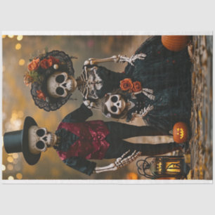 Decoupage Halloween Skeleton Family  Tissue Paper