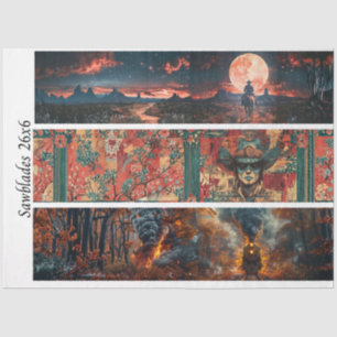 Decoupage Handsaw 26x6" Western Designs  Tissue Paper