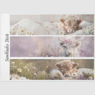 Decoupage Highland Calf Florals Handsaw Designs  Tissue Paper