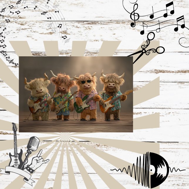 Decoupage Highland Cow Rock Band Tissue Paper (Creator Uploaded)