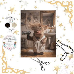 Decoupage Highland Cow Salon Art Bad Hair Day Tissue Paper