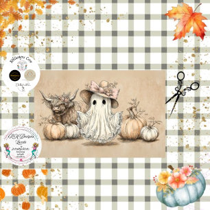 Decoupage Highland Cow White Ghost  Tissue Paper