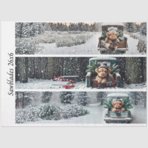 Decoupage Highland Winter Calves Truck Handsaws Tissue Paper