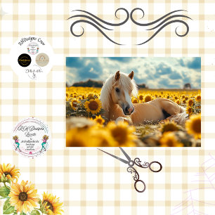 Decoupage Horse in Field of Sunflowers  Tissue Paper