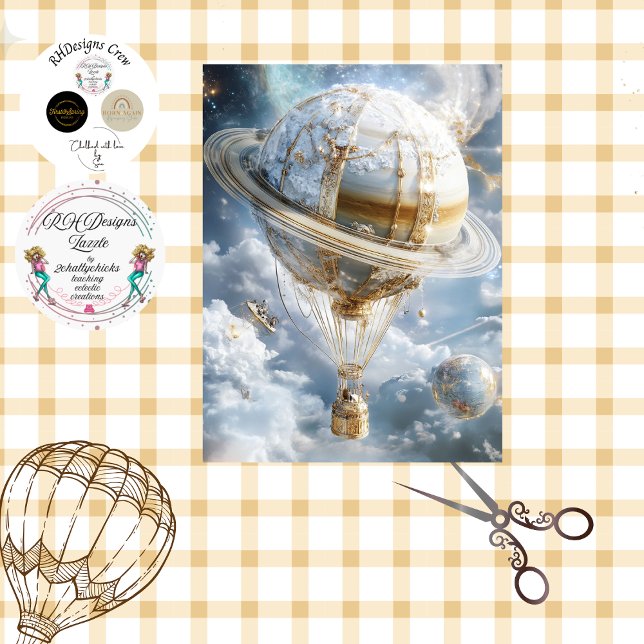 Decoupage Hot Air Balloon Looks Like Saturn  Tissue Paper (Creator Uploaded)