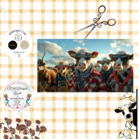 Decoupage Humourous Cows Dressed Farm Clothes
