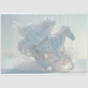 Decoupage Ice Sculptured Horse & Rider White Tissue Paper