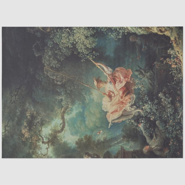 Decoupage Iconic Fragonard Painting in Garden Tissue Paper (Front)