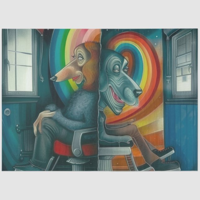 Decoupage Imaginative Abstract Art Animals  Tissue Paper (Front)