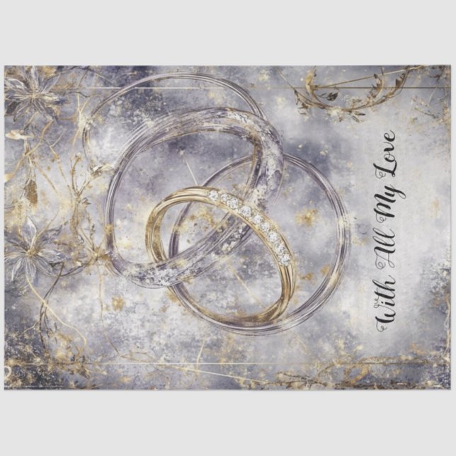 Decoupage Intertwined Rings Save the Date  Tissue Paper (Front)