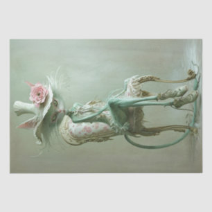 Decoupage Intricate Sage Green Cat Vintage Chair  Tissue Paper