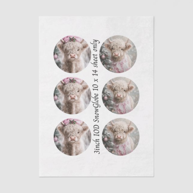 Decoupage IOD Snow Globe Highland Cow Christmas  Tissue Paper (Front)