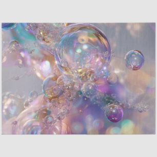 Decoupage Iridescent Bubbles Floating in Air Tissue Paper