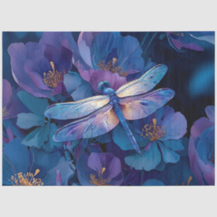 Decoupage Iridescent Dragonfly Colorful Flowers Tissue Paper