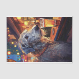 Decoupage Irish Wolfhound at the bar tissue paper